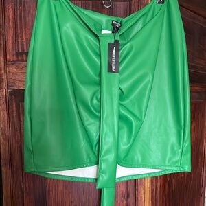 Green Faux Leather Skirt